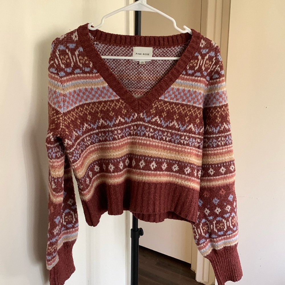 Women's Multicolor V-Neck Sweater